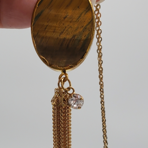 🐈Cat Tiger's Eye Tassel Necklace - Picture 4 of 8